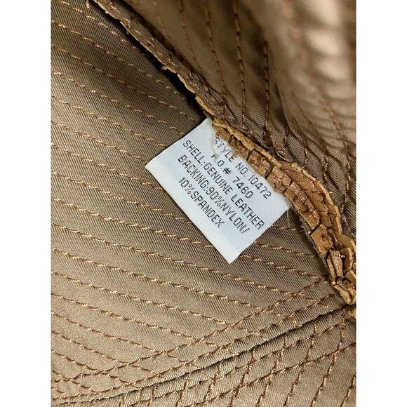 LEATHER Patchwork Stretch BAGATELLE Jacket Brown Women’s LADIES Size 6 *Video* - Picture 5 of 6